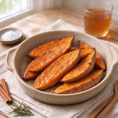 Maple Cinnamon Sweet Potato Wedges