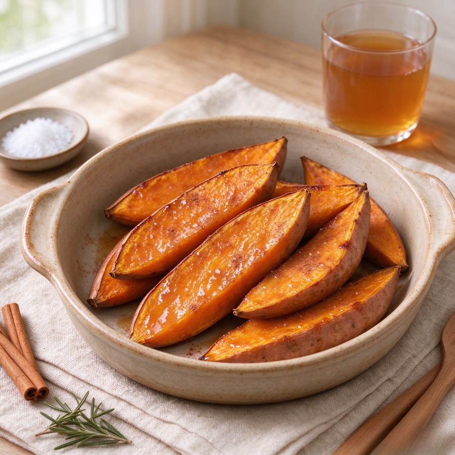 Maple Cinnamon Sweet Potato Wedges