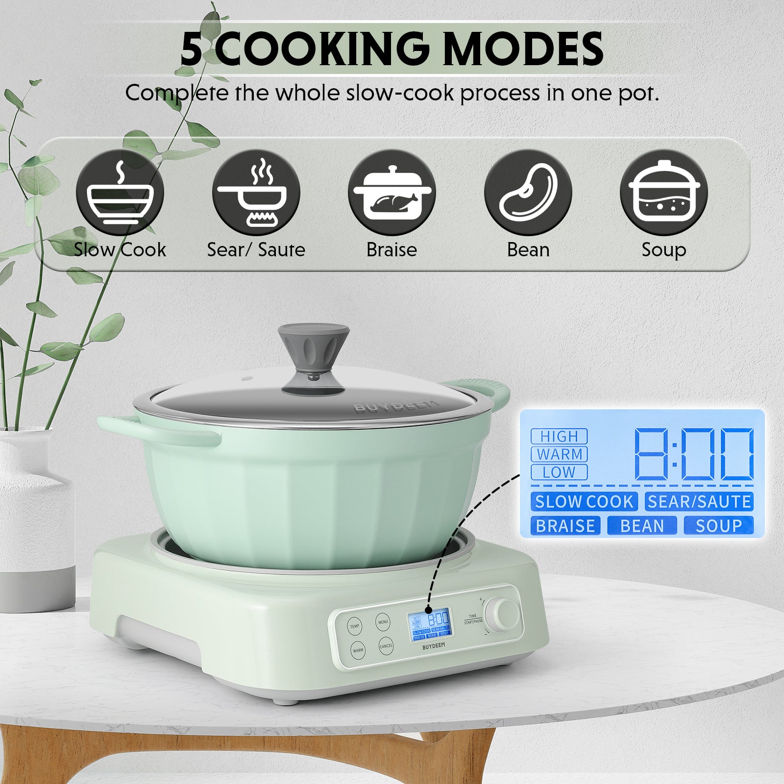 BUYDEEM Multi-functional Countertop Slow Cooker