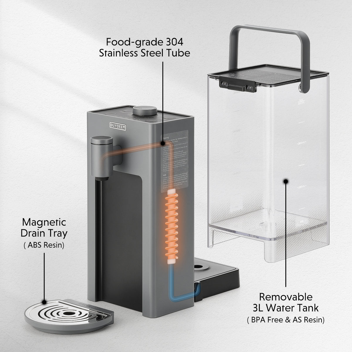 Instant Hot Water Dispenser 3QT, Ink Grey