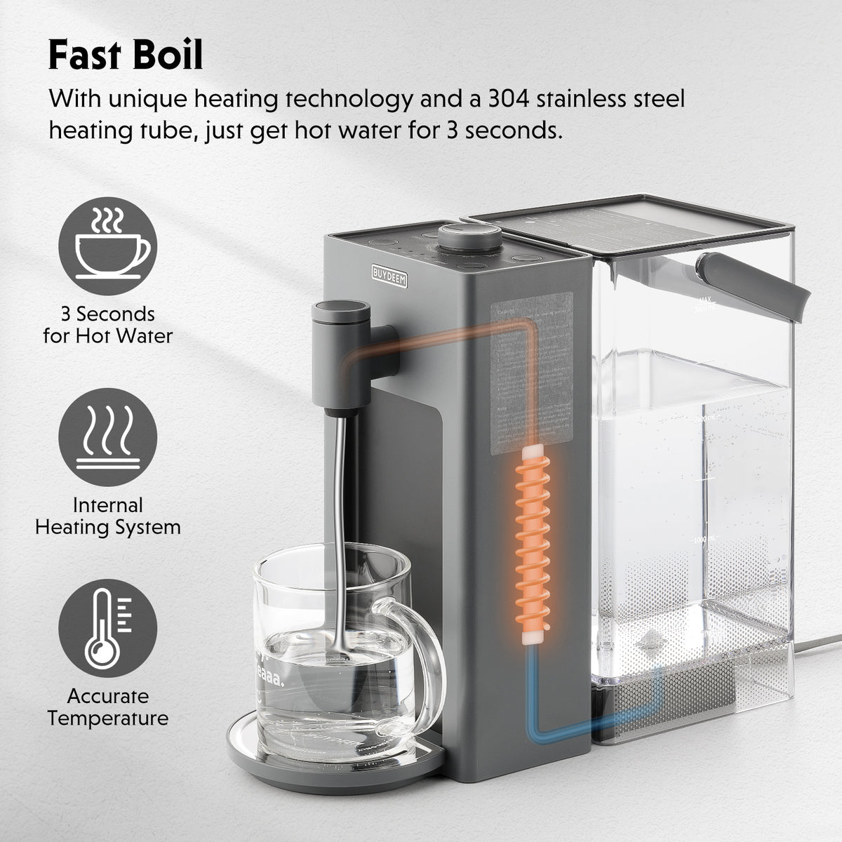 Instant Hot Water Dispenser 3QT, Ink Grey