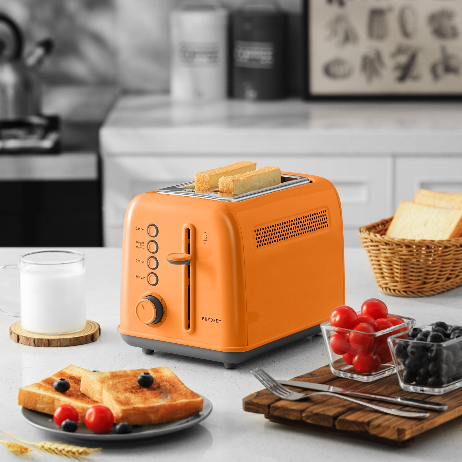 BUYDEEM DT620 Retro 2-Slice Toaster with Extra Wide Slots, 7-Shade