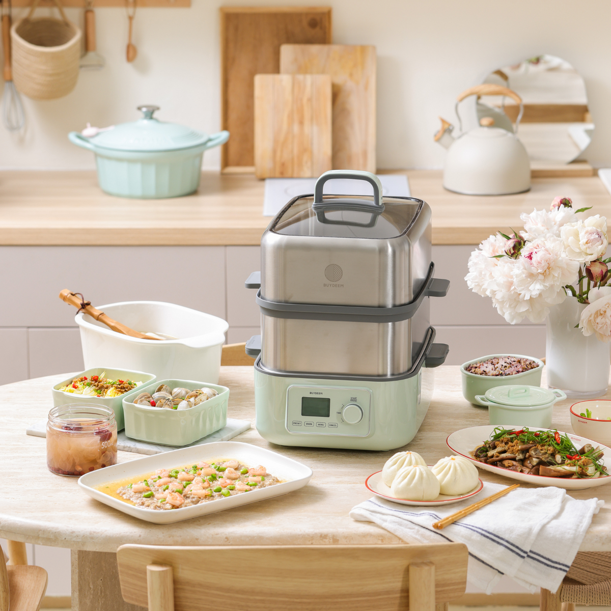 (OPEN BOX) G67 Two-Tier Electric Food Steamer, 14.8QT