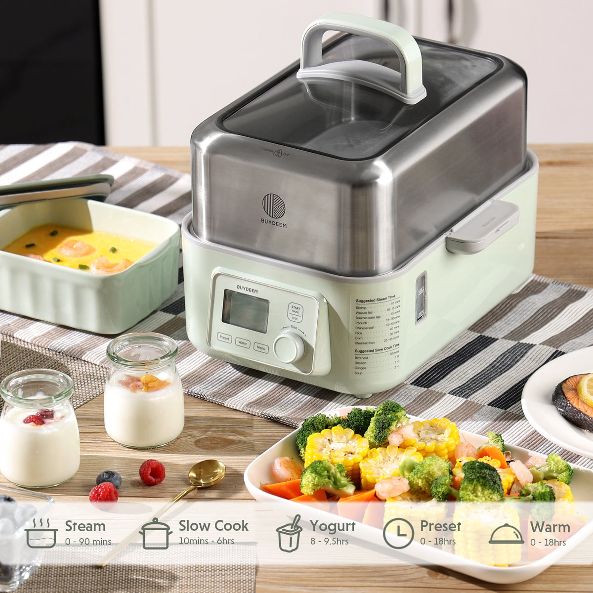 G563 Electric Food Steamer 5.3QT (Stew Pots Included)