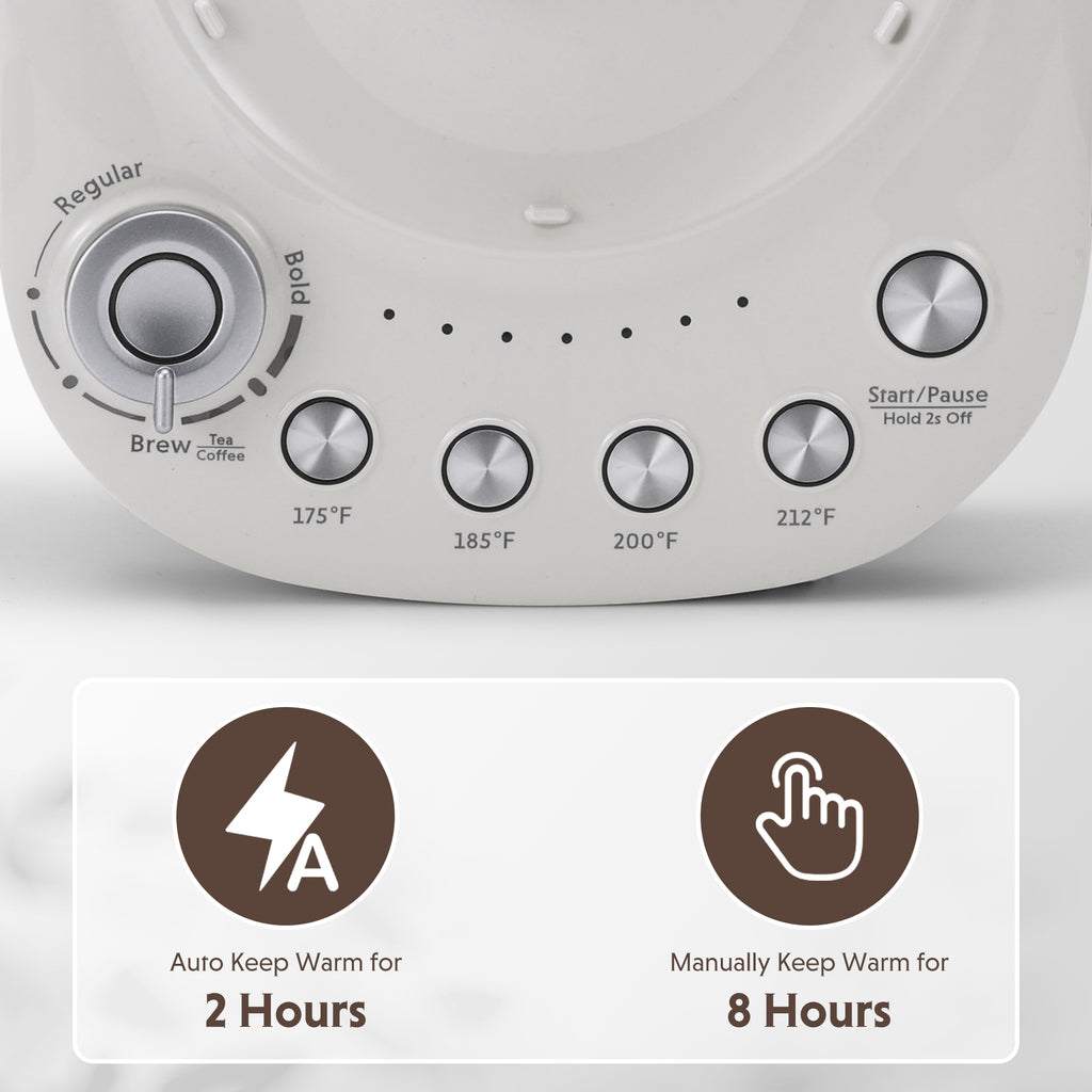 (OPEN BOX) K156 Multi-function Tea and Coffee Maker 1.5L, Oat White
