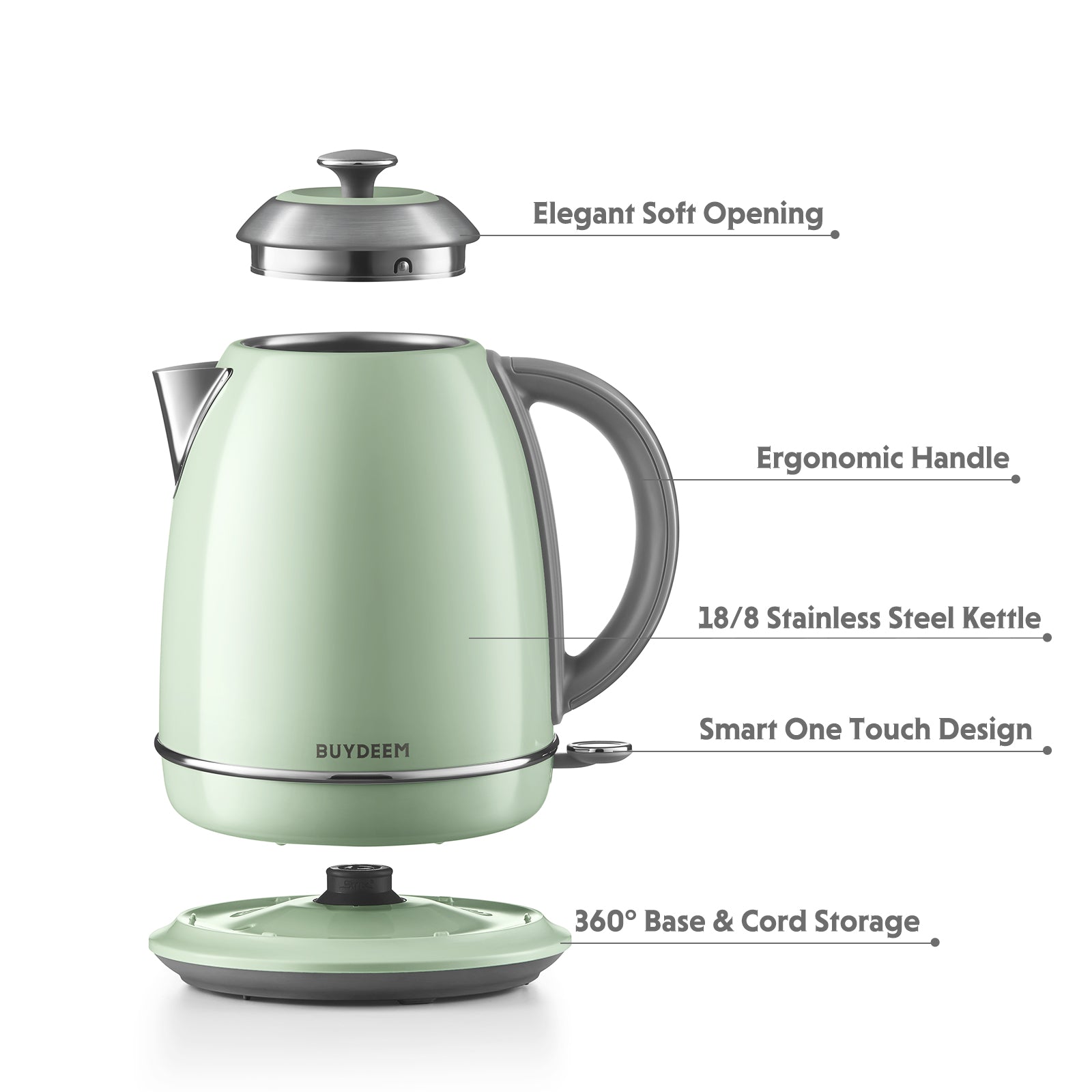1.5L Heating Element Electronic Kettle Stainless Steel and Battery Powered  - China Electric Kettle and Hot Water Kettle price