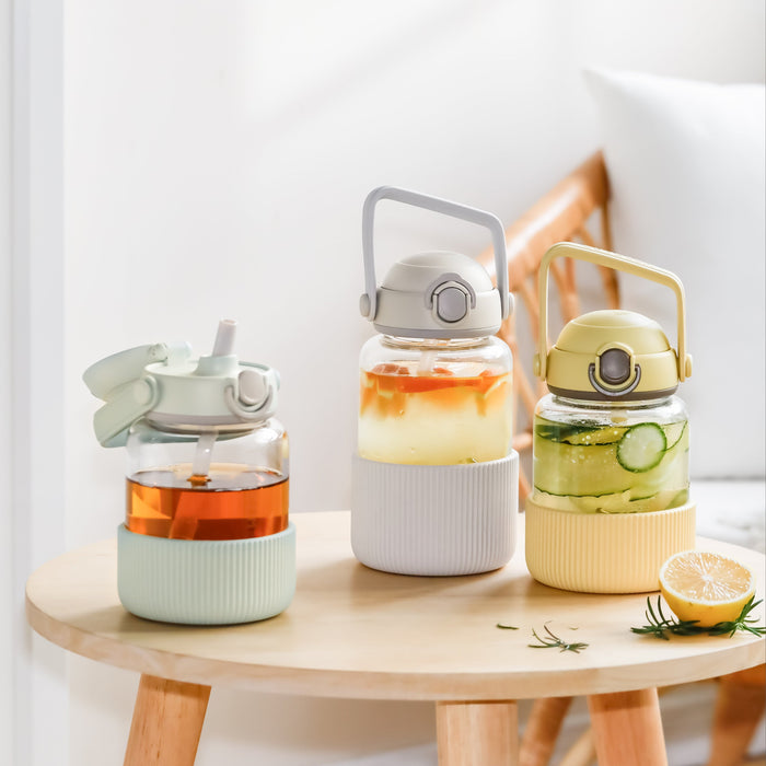 Pop-up Straw Glass Bottle