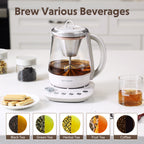 (OPEN BOX) K156 Multi-function Tea and Coffee Maker 1.5L, Oat White