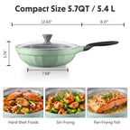 Ceramic Nonstick Wok Frying Pan, 5.7QT