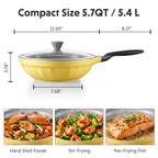 Ceramic Nonstick Wok Frying Pan, 5.7QT