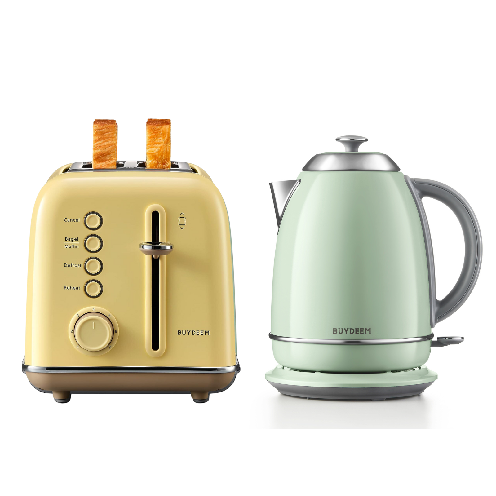 Longdeem Cordless Stainless Steel Kettle and 2-Slice Toaster Set with  Adjustable Browning Control - Modern Design, Pastel Green - Yahoo Shopping