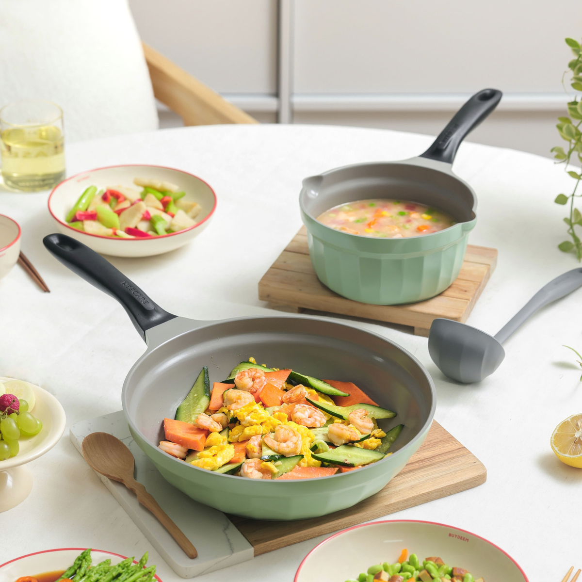Ceramic Nonstick 3.6QT Frying Pan & Saucepan - Bundle Offer