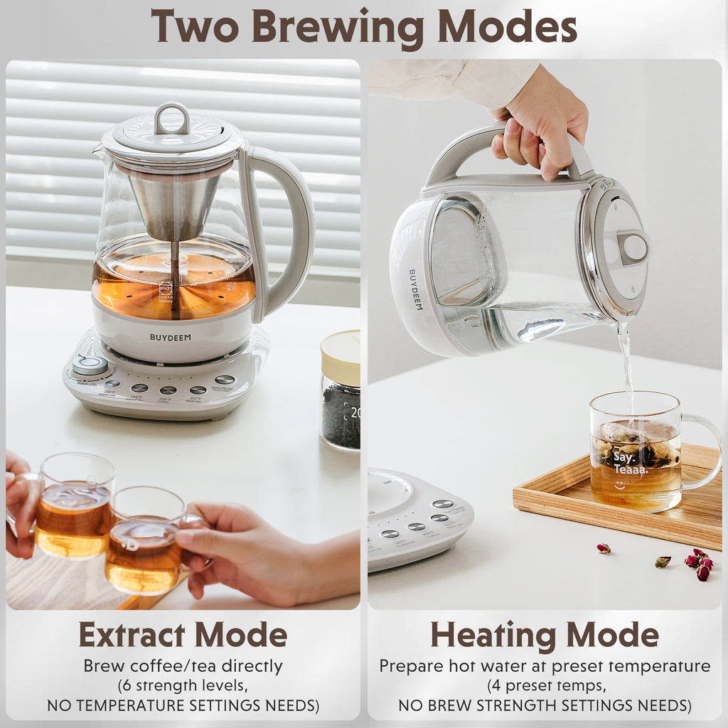 (OPEN BOX) K156 Multi-function Tea and Coffee Maker 1.5L, Oat White