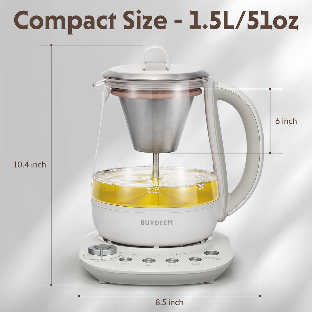 (OPEN BOX) K156 Multi-function Tea and Coffee Maker 1.5L, Oat White