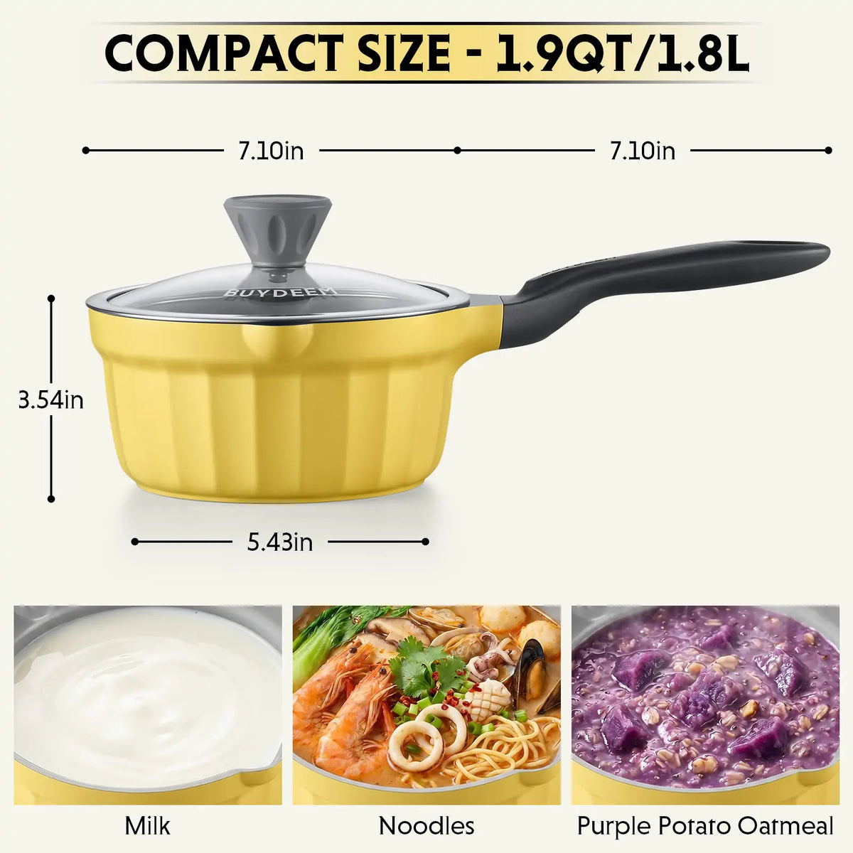 Ceramic Nonstick Saucepan, 1.9QT