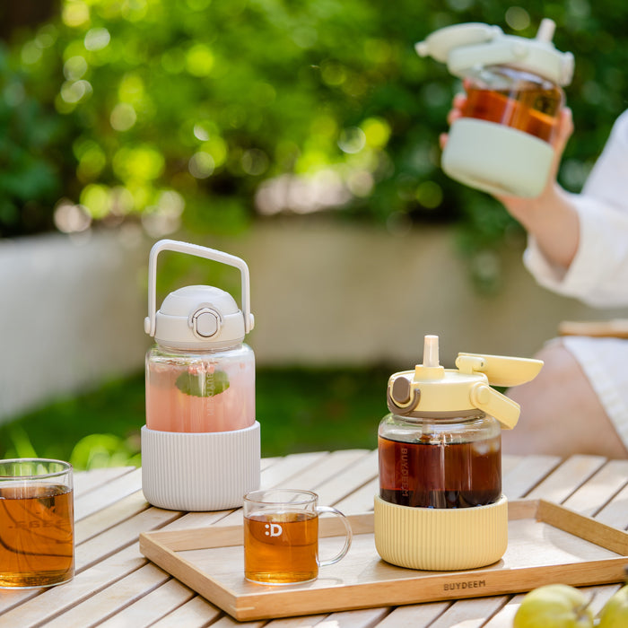 Pop-up Straw Glass Bottle