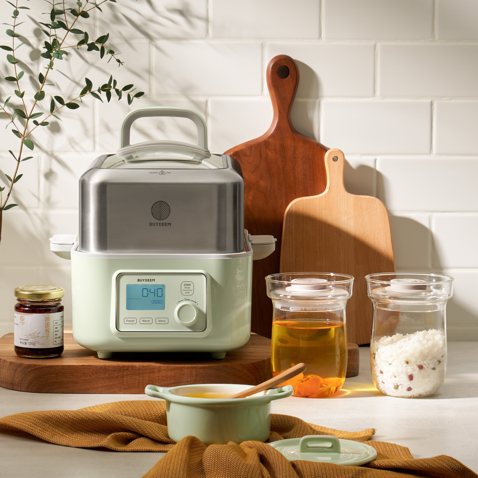 G563 G563 Electric Food Steamer with Ceramic Cocotte - Bundle Offer