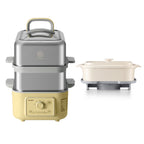 G52 Two-Tier Electric Food Steamer with Waterless Ceramic Steam Pot - Bundle Offer