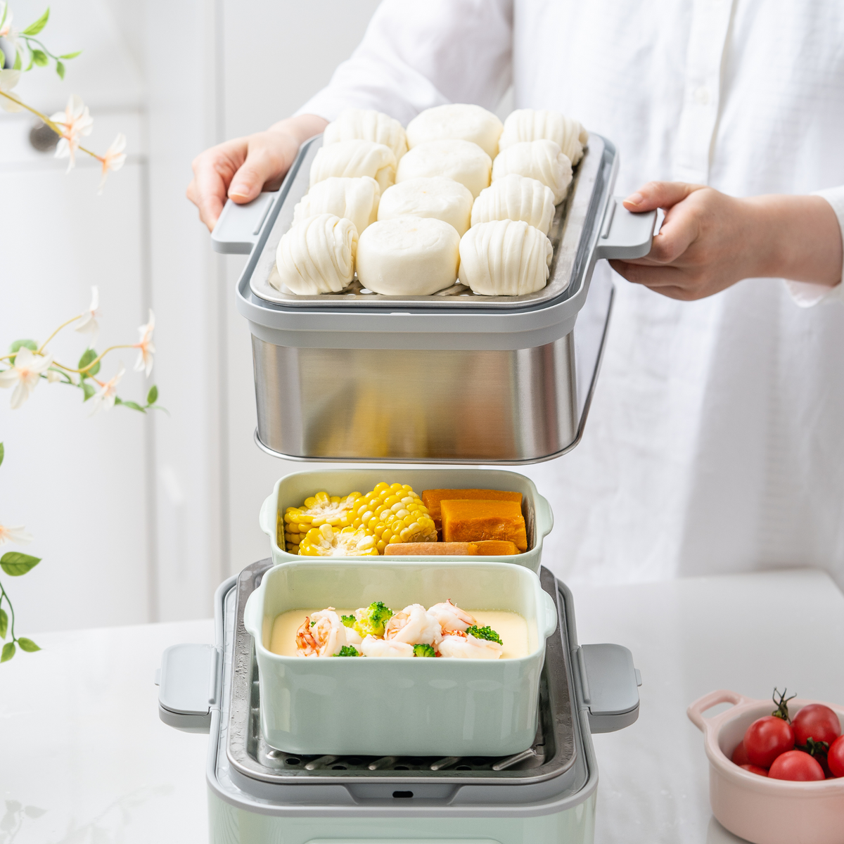 (OPEN BOX) G52 Two-Tier Electric Food Steamer, 10.6QT