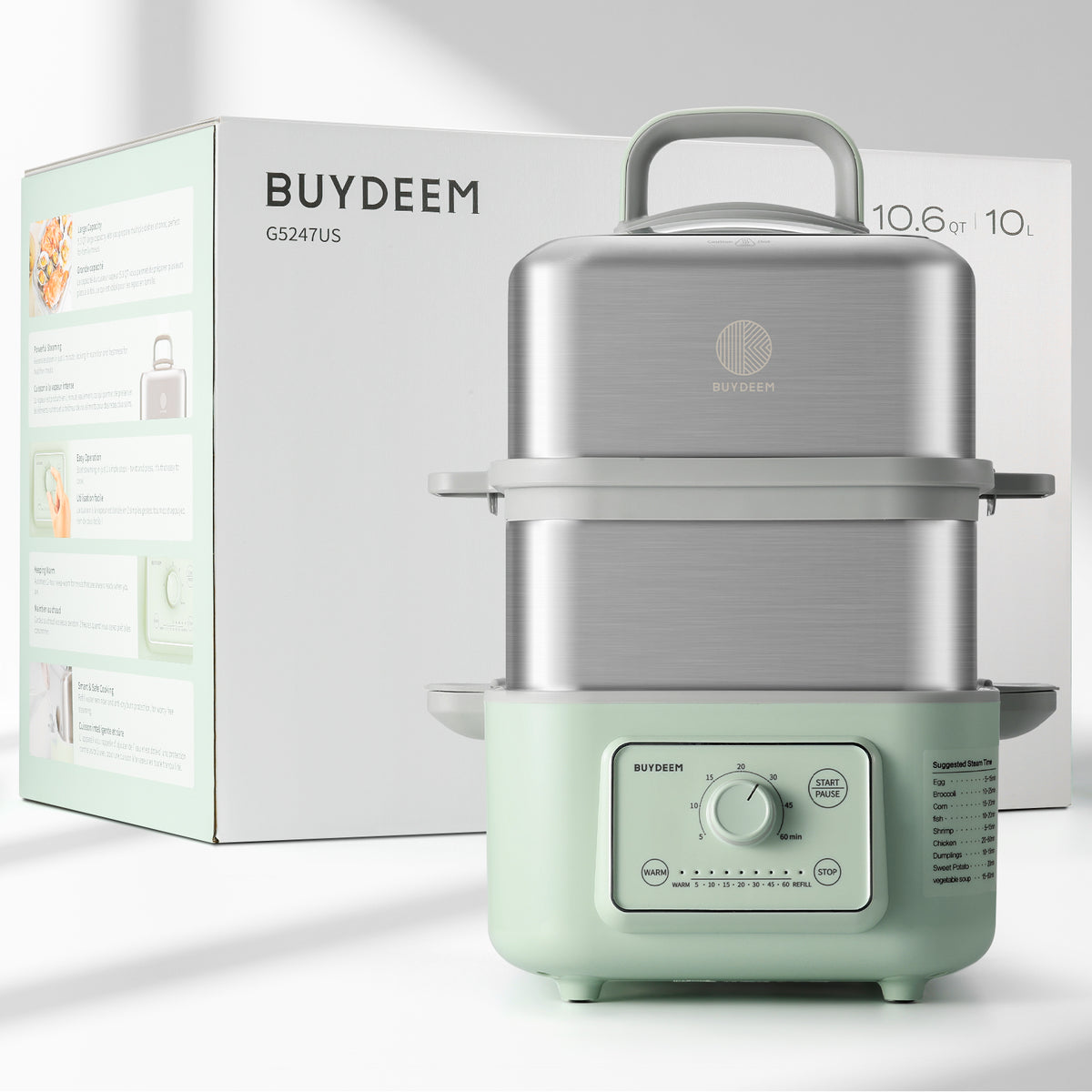 (OPEN BOX) G52 Two-Tier Electric Food Steamer, 10.6QT