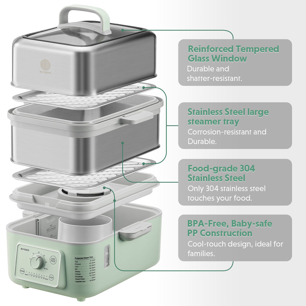(OPEN BOX) G52 Two-Tier Electric Food Steamer, 10.6QT