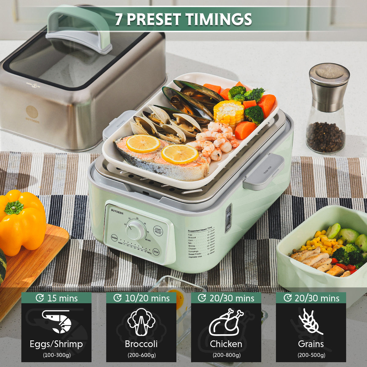 (OPEN BOX) G52 Electric Food Steamer, 5.3QT