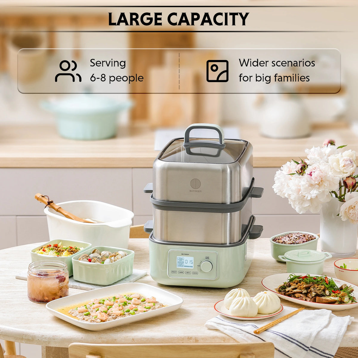 G67 Two-Tier Electric Food Steamer, 14.8QT