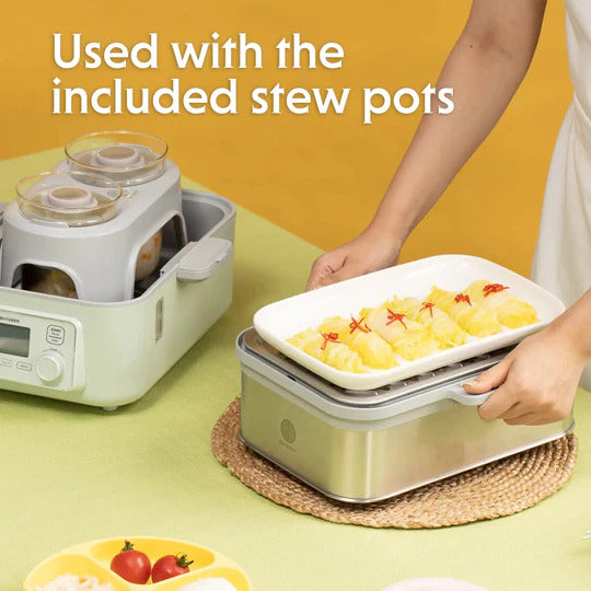 G563 Two-Tier Food Steamer (Stew Pots Included), 10.6QT