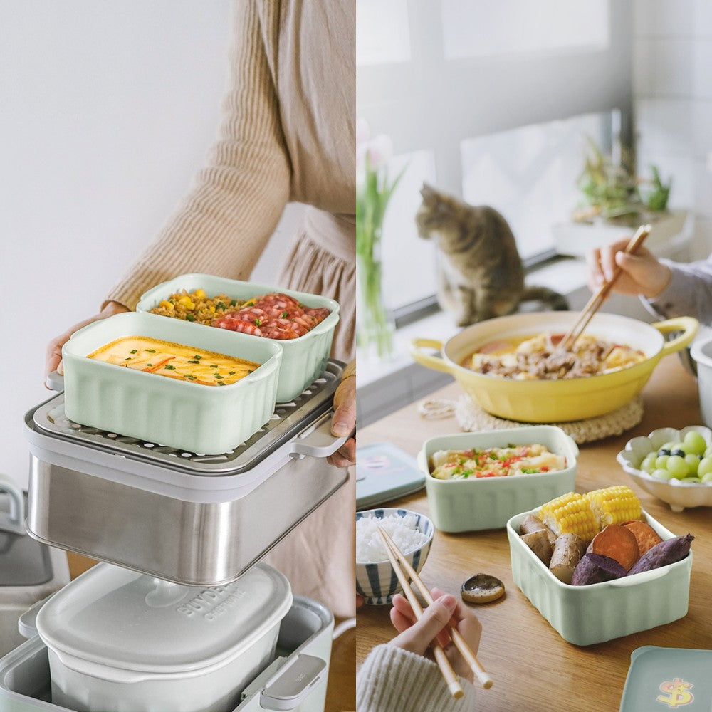 BUYDEEM Ceramic Food Storage Container with Airtight Lid, 28 oz Bento Lunch  with Airlock Lid, Stackable Bento Box Microwaveable, Reusable and