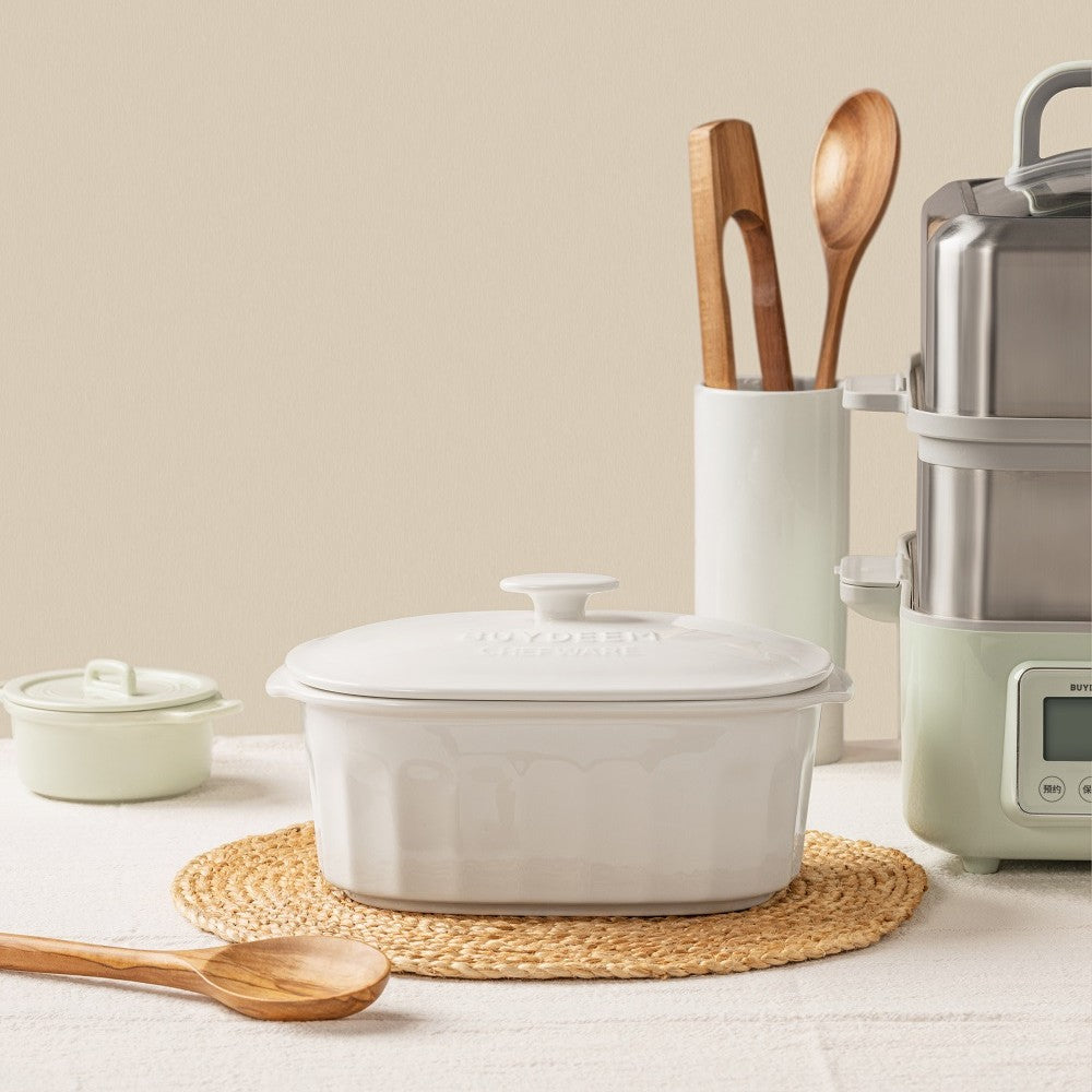 Buydeem G563 Two-Tier Food Steamer Bundle ( +Ceramic Cocotte / Food Container ) BuydeemUS