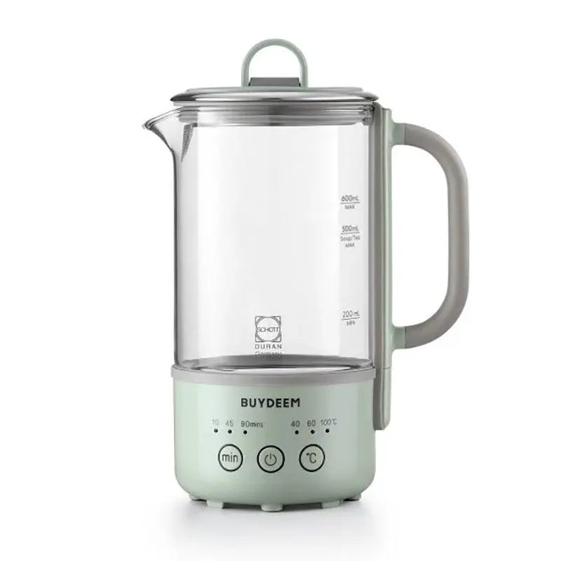 BUYDEEM Health Pot K2763 Lite, Glass Electric Kettle for Tea & Coffee, Water  Boiler with Stew Pot, Temperature Control, Green, 1.5L 