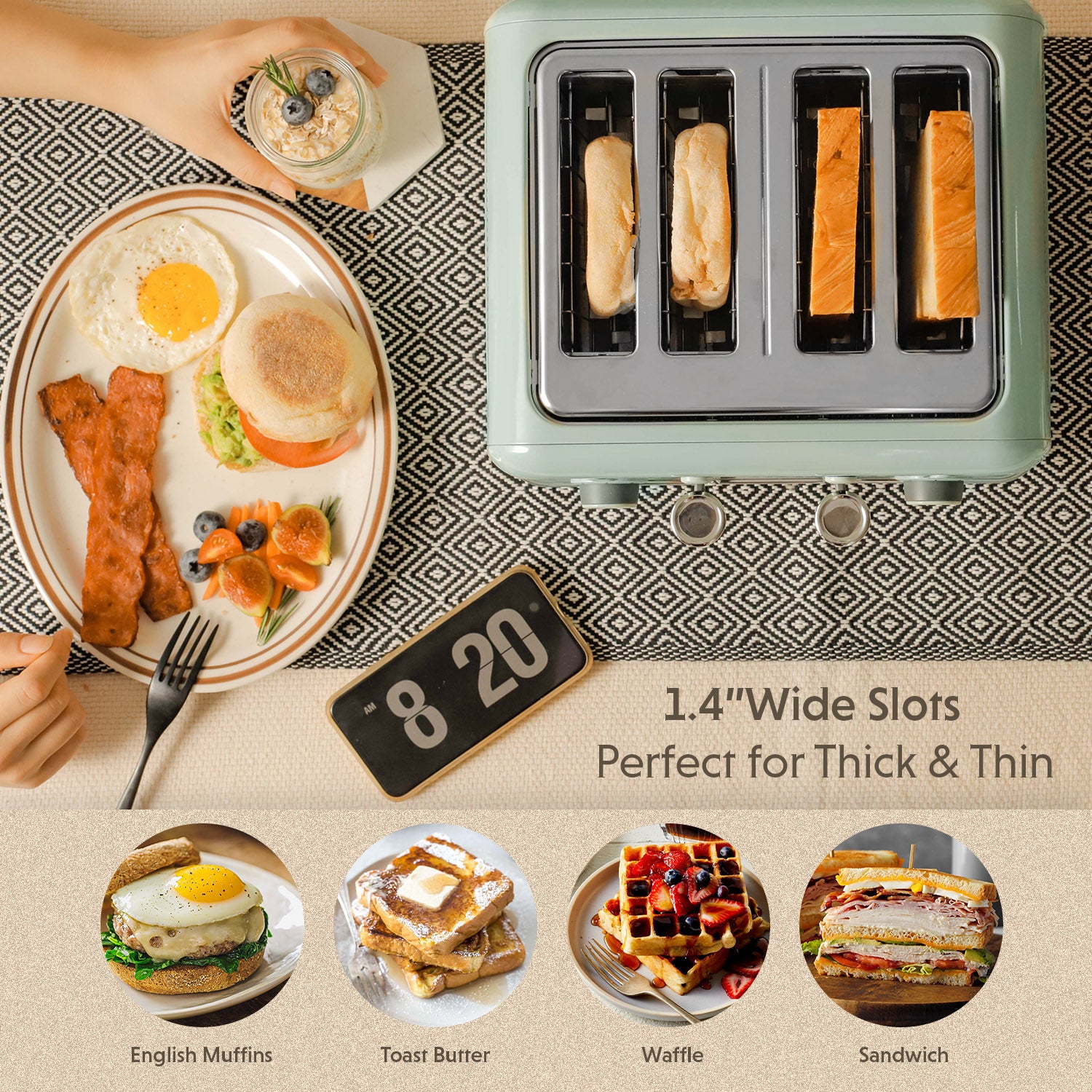 Delivery DISH//  〜WITH INDIES BEST〜 BUYDEEM DT640 4-Slice Retro Toaster with Extra Wide Slot